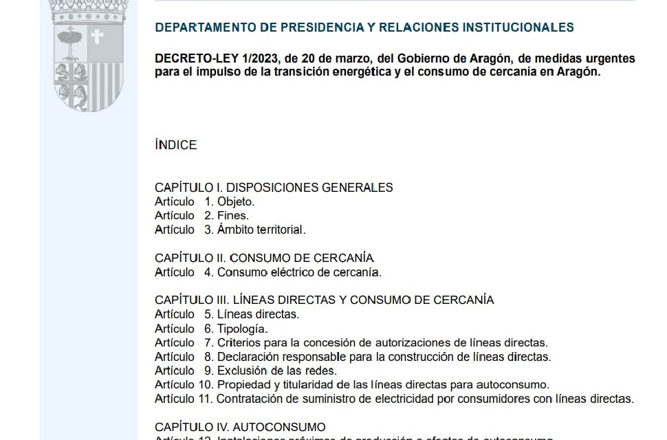 NUEVO DECRETO LEY PARA EL IMPULSO DE LA TRANSICIÓN ENERGÉTICA Y CONSUMO DE CERCANÍA