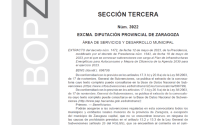 PLAN DE AYUDAS AL AUTOCONSUMO, COMUNIDADES ENERGÉTICAS Y EFICIENCIA ENERGÉTICA DE LA DPZ